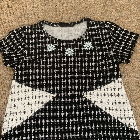 Zara W&B Embellished Dress Size S - Picture 2 of 6